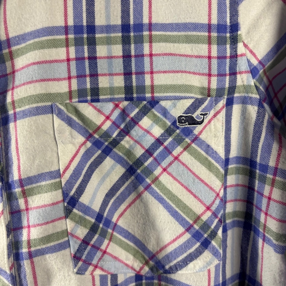 Vineyard Vines Plaid Button Down Womens 4 White Blue Pink Long Sleeve Cotton - Picture 3 of 4